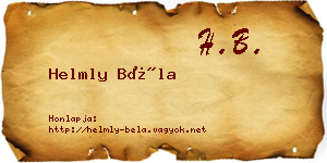 Helmly Béla névjegykártya